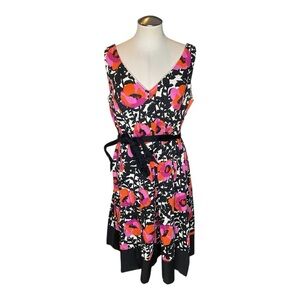 Jones Studio Floral Dress Sleeveless Belted Fit & Flare Womens 14W